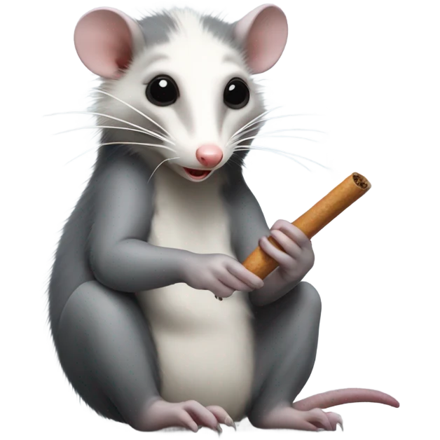 Opossum smoking a joint emoji