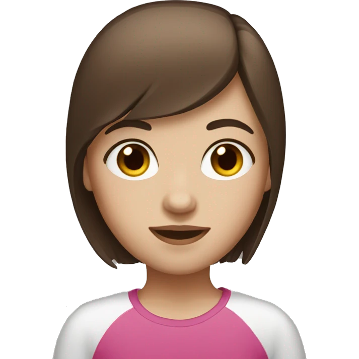 A girl with straight brown hair and brown eyes and with white skin emoji