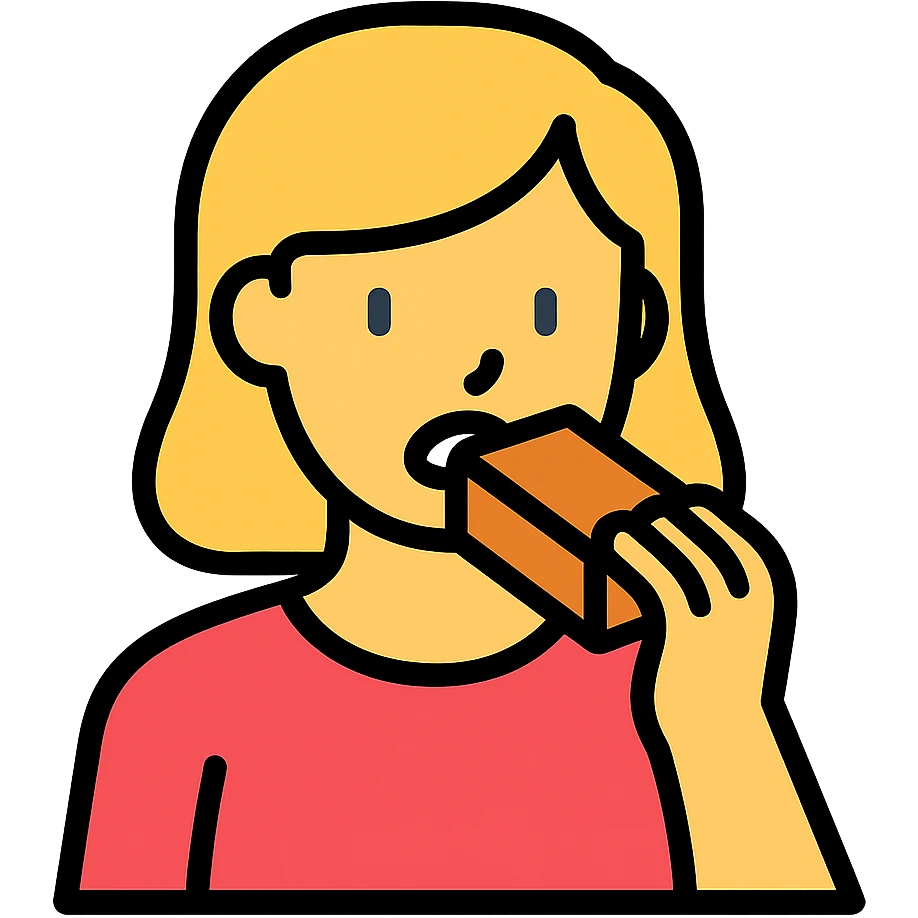 color outline icon of a woman eating a brick emoji