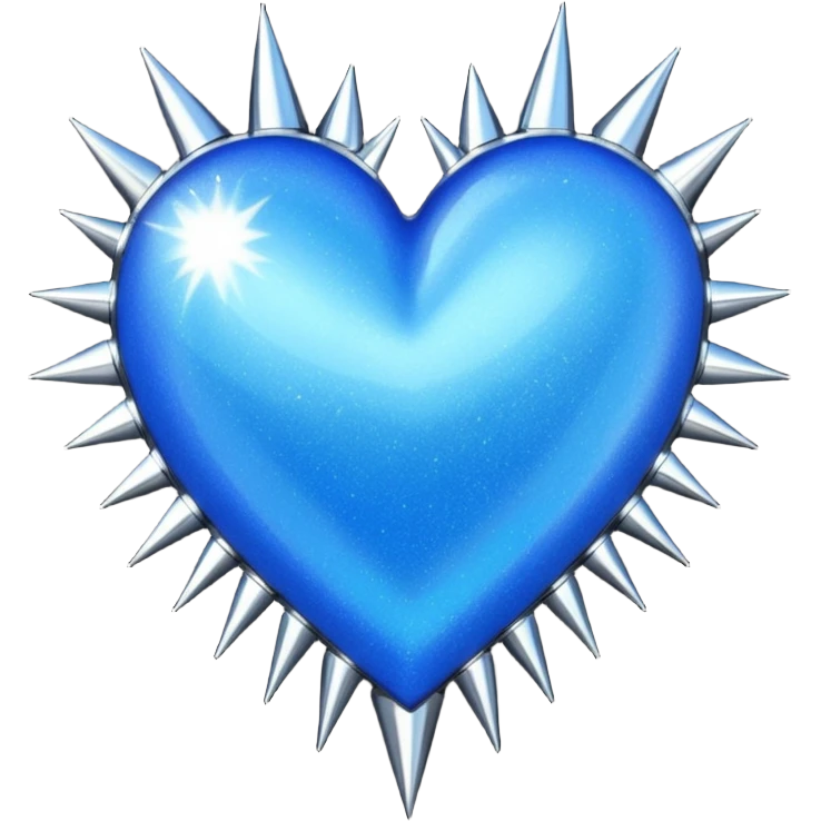 blue glittery heart with chrome spikes emoji