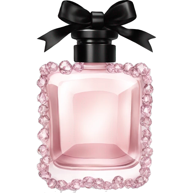light pink crystal perfume bottle with black ribbon display emoji