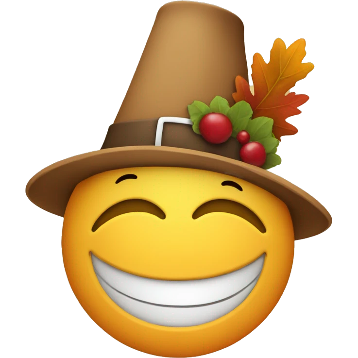 Smiling Emoji with a thanksgiving hat emoji