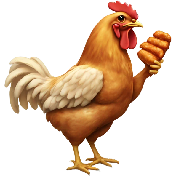 A chicken eating a chicken wing emoji