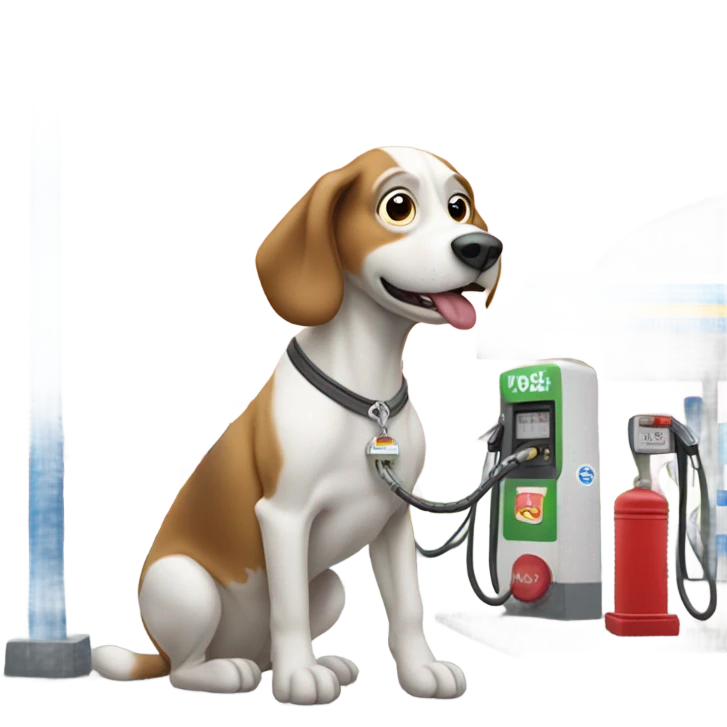 sagging dog visiting a gas station emoji