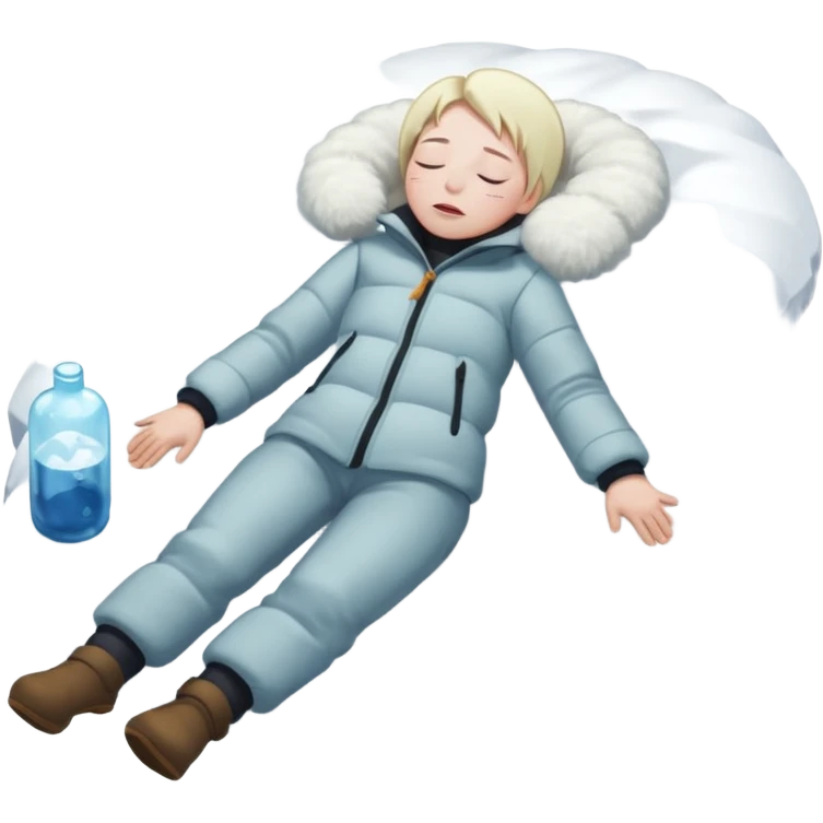 Frozen person dead in snow with close eyes full body  emoji