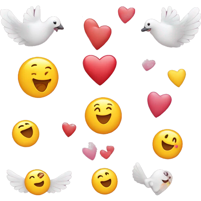 flying hearts, flowers and happy emoji emoji