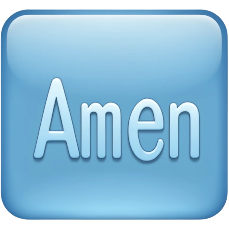 light blue word "AMEN" simple font in rectangle emoji