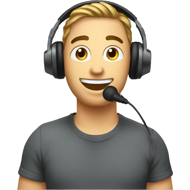 An emoji of podcaster mic in his hand and with headphones  emoji