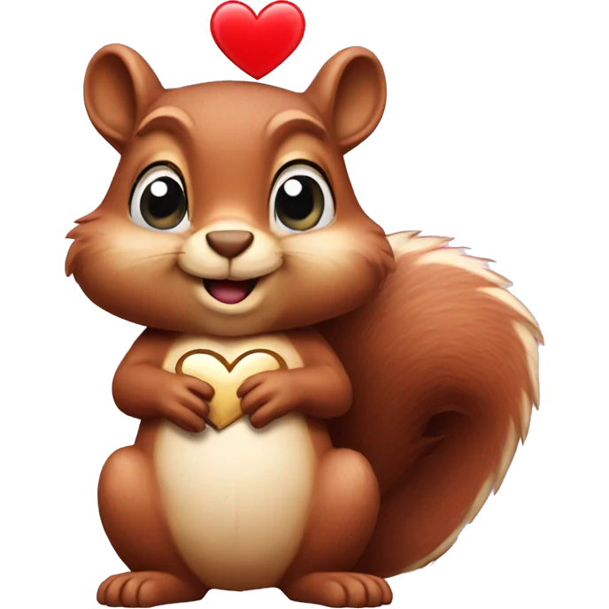 squirrel with a big heart emoji