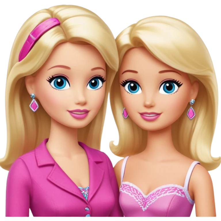 barbie talking to her creator Rut Handler,  looking at each other emoji