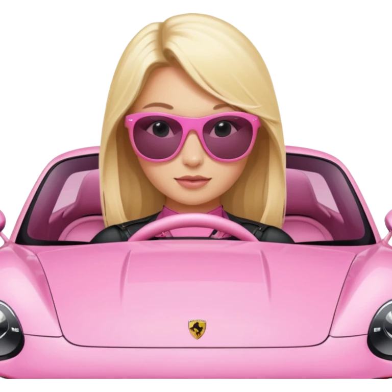 Pink porsche taycan with blonde girl in front of it emoji