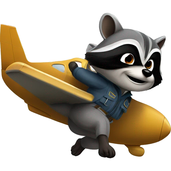 A spy racoon jumping off a plane emoji