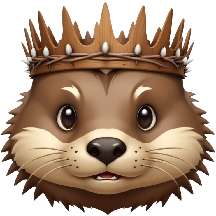 really cute confused otter face with wood christian spiky asymmetric Crown of thorns emoji