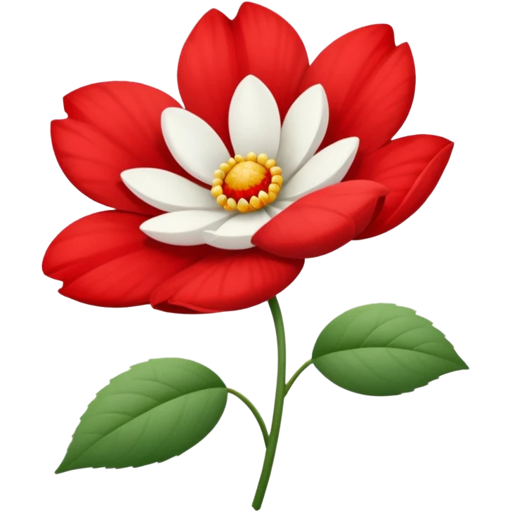 one red flower and one white flower with red band emoji