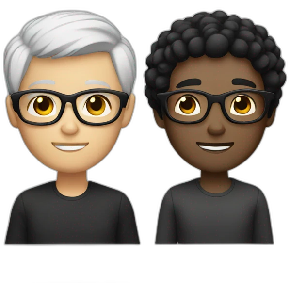 couple with white skin and  glasses and black hair and black eyes emoji