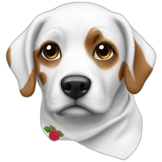 Un bandana rose et blanc sur un chien blanc emoji
