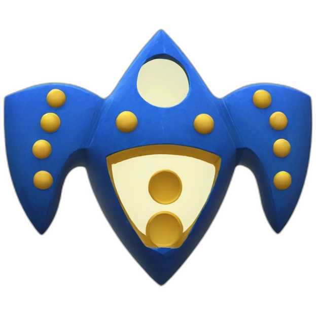 Blue Ocarina of Time with seven holes and 3 triangles near the top emoji