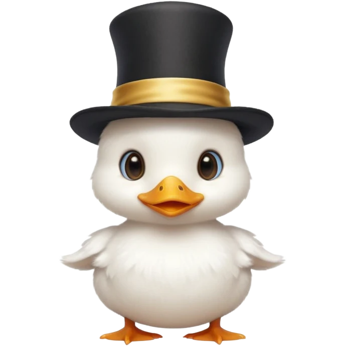white baby duck with magician hat
 emoji