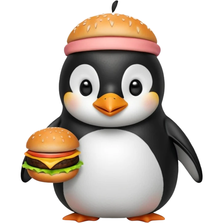 pinguino che mangia McDonald's  emoji