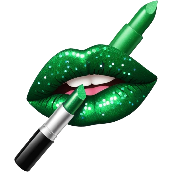 green lipstick with glitter emoji