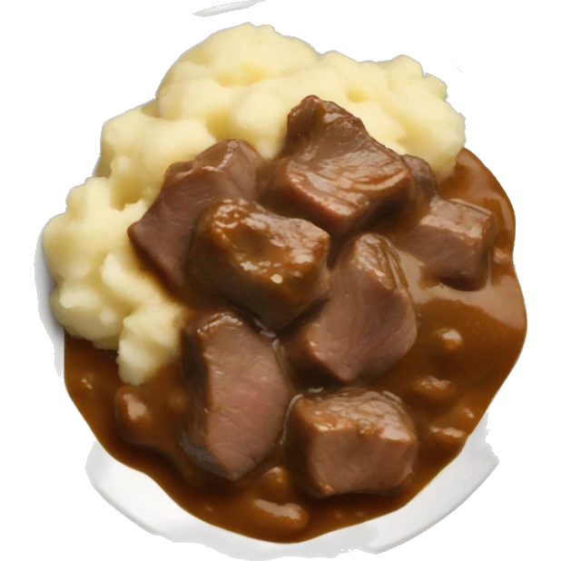 beef tips and gravy over mashed potatoes emoji