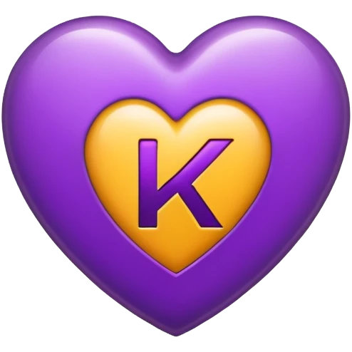 The Letter “k” inside a Purple Heart emoji