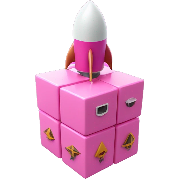 Pink cubes and rocket combine emoji