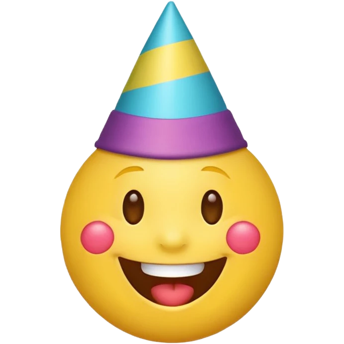 laughing emoji with a party hat, festive and colorful emoji