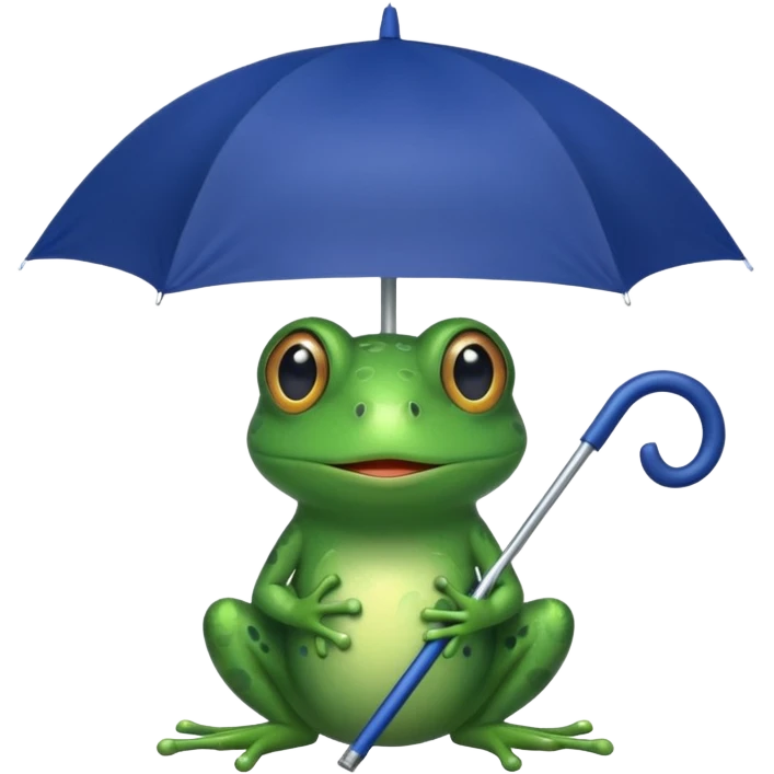 Frog hold small dark blue umbrella emoji