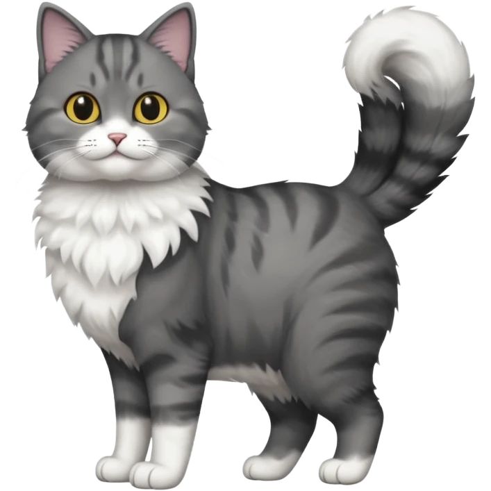 full body half dark grey and half white cat with white front legs emoji
