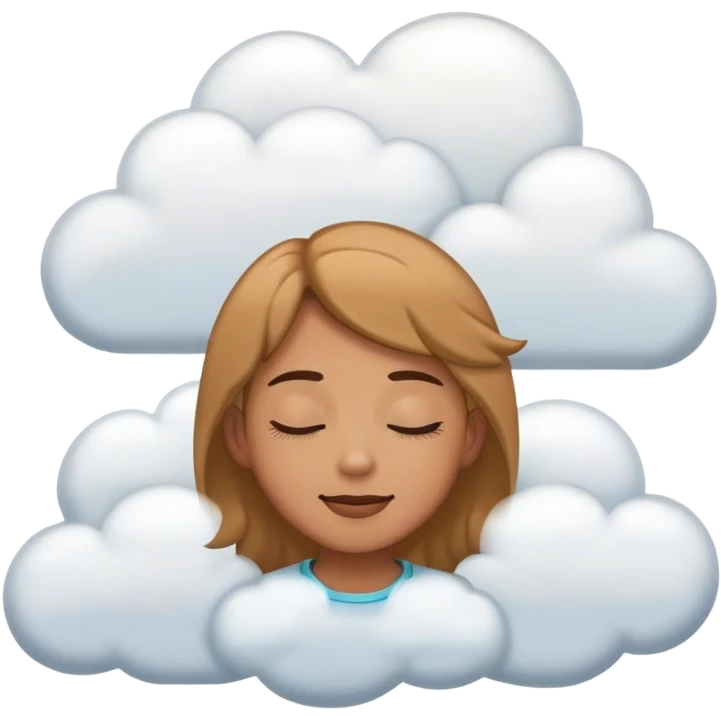 a satisfied face with his eyes closed surrended by several soft clouds emoji