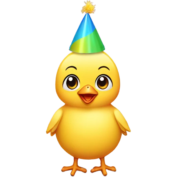 A yellow baby chick with a party hat emoji