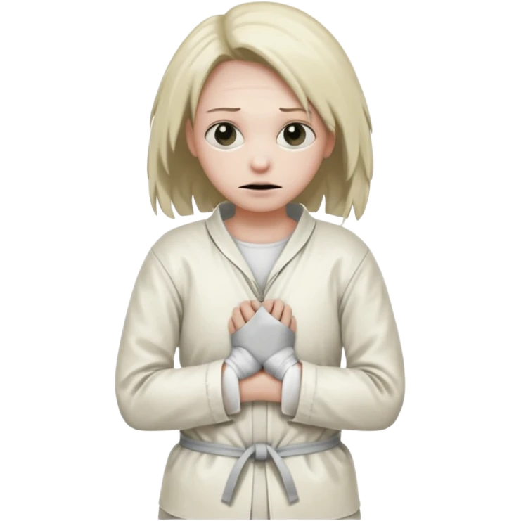 Пациент психиатрической больницы в смирительной рубашке, руки связаны за спиной emoji