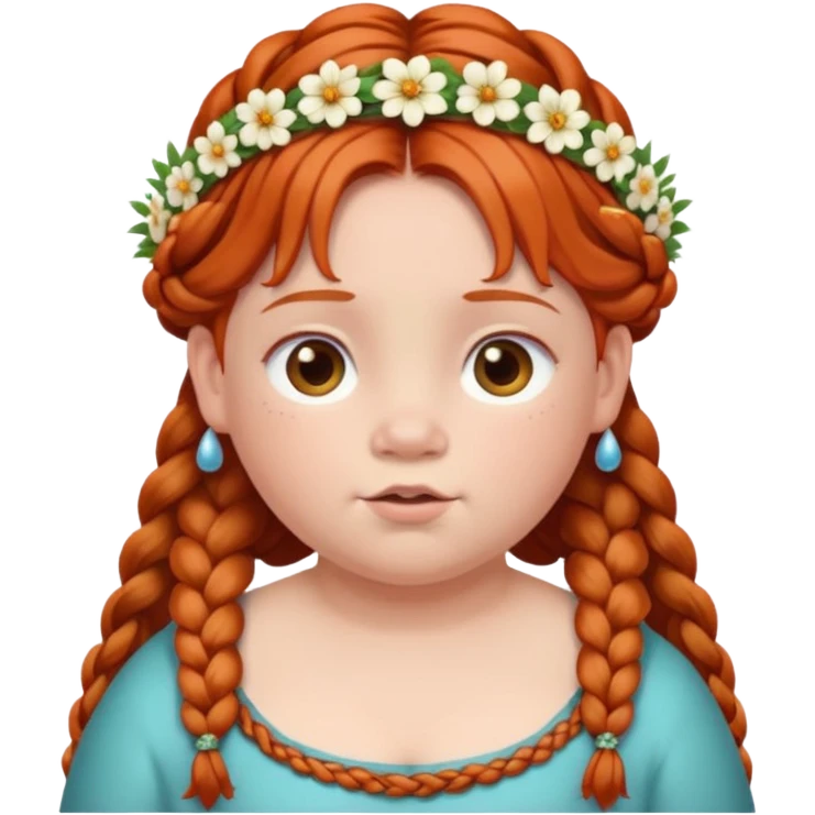 very fat redhead kid with braids and floral tiara emoji
