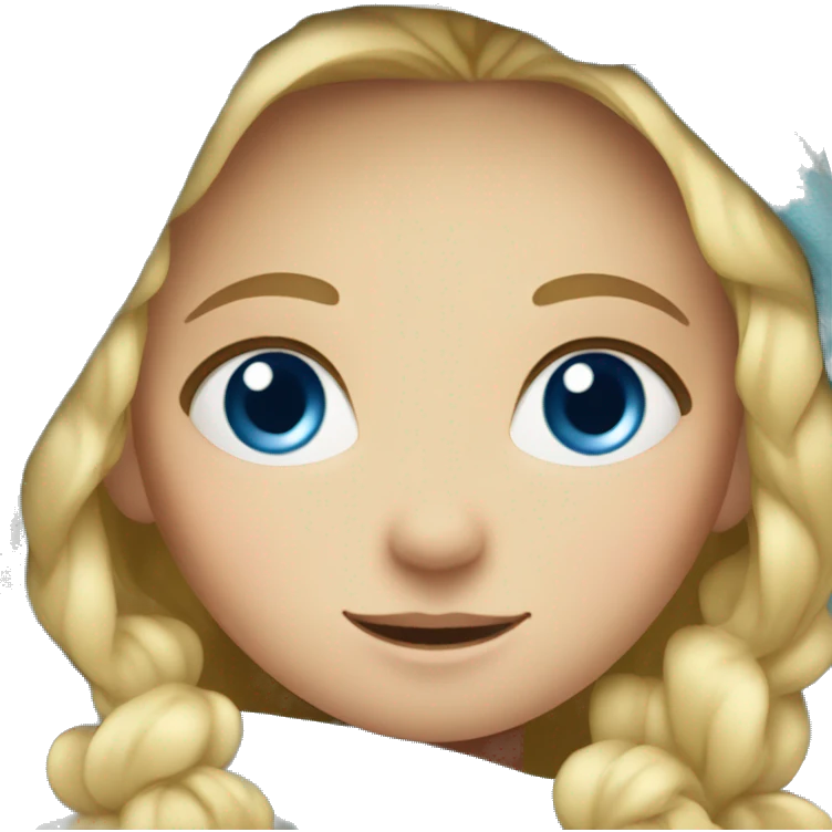 Blond girl blue eyes with blanket emoji