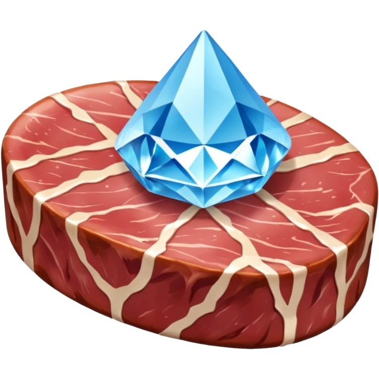 Meat with diamond textur and blue color emoji