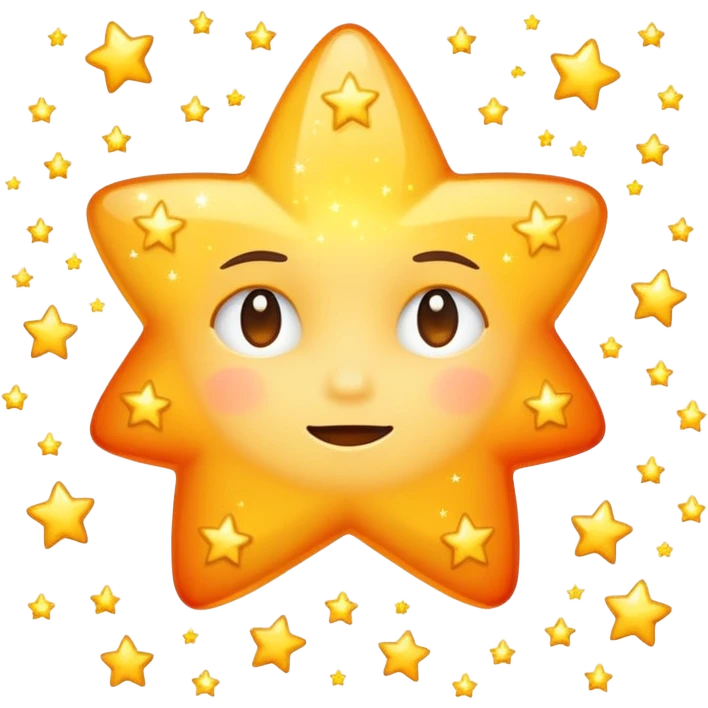 shooting star with a contemplative face, surrounded by tiny sparkles, emoji style emoji