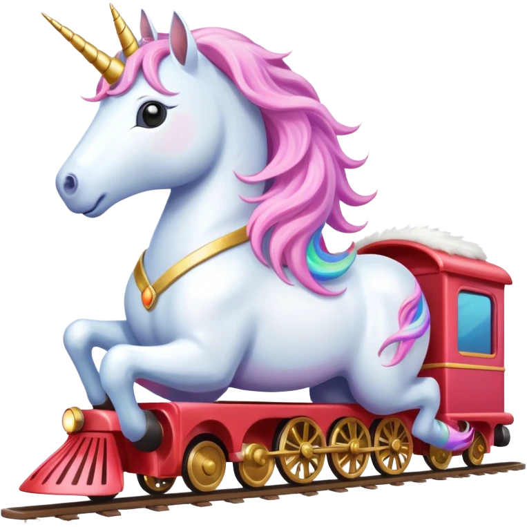 A unicorn on a train emoji