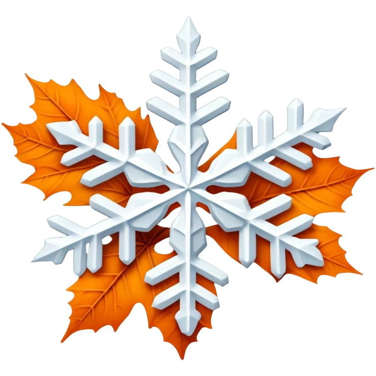 Snowflake and orange leaf emoji