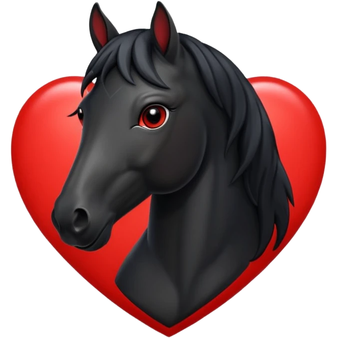 Black Horse centered within a red heart emoji emoji