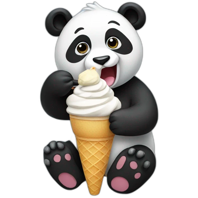 Panda eating ice cream emoji