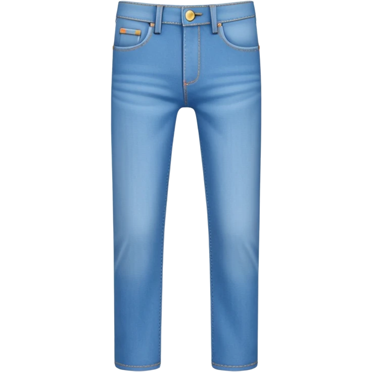 A 3D cartoon sky-blue denim jeans with pockets and stitching details, casual slim fit, clean isolated background, Memoji-style. emoji