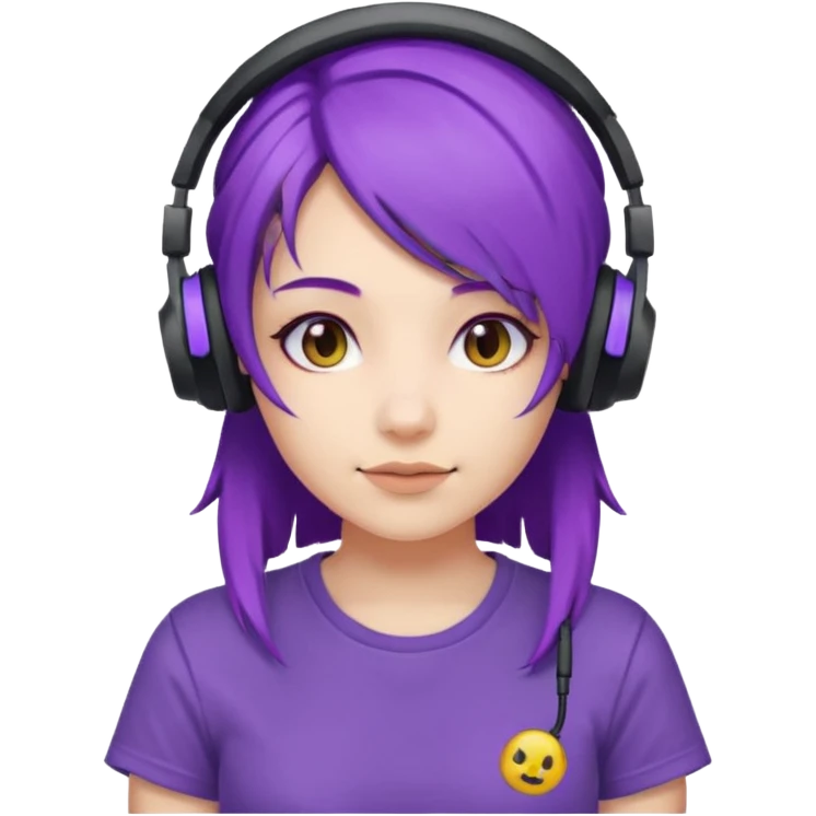 Gamer Girl with Headset + Purple Hair emoji