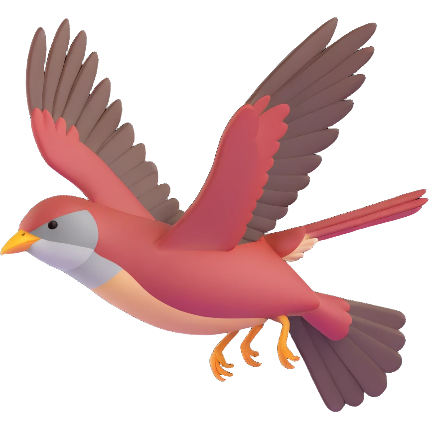 Cetti's warbler bird flying with wings spread emoji
