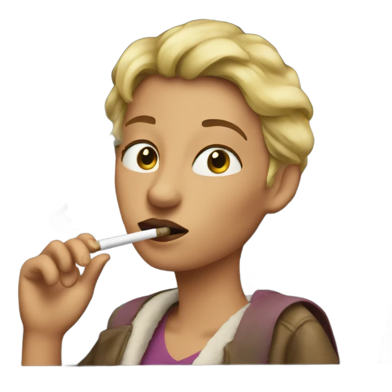 Anna smoking in the car emoji