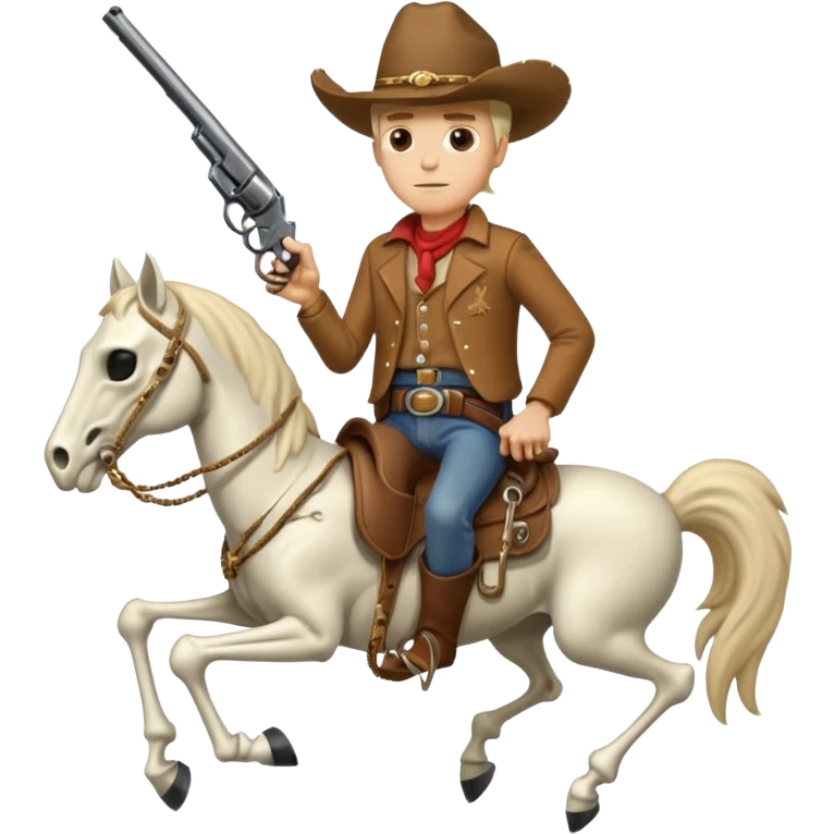 White Cowboy with a revolver on a skeleton horse  emoji
