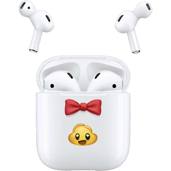 AirPods with a bow emoji