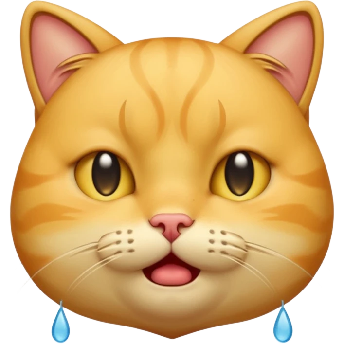 yellow cat  like this 😸😿🐱 with crying tears streaming down its cheeks (like this 😭) emoji