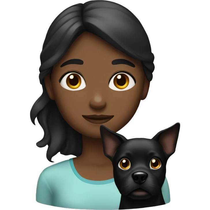 Girl with black dog emoji