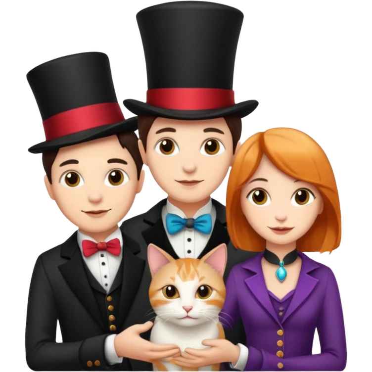 magician couple and their pet cat emoji